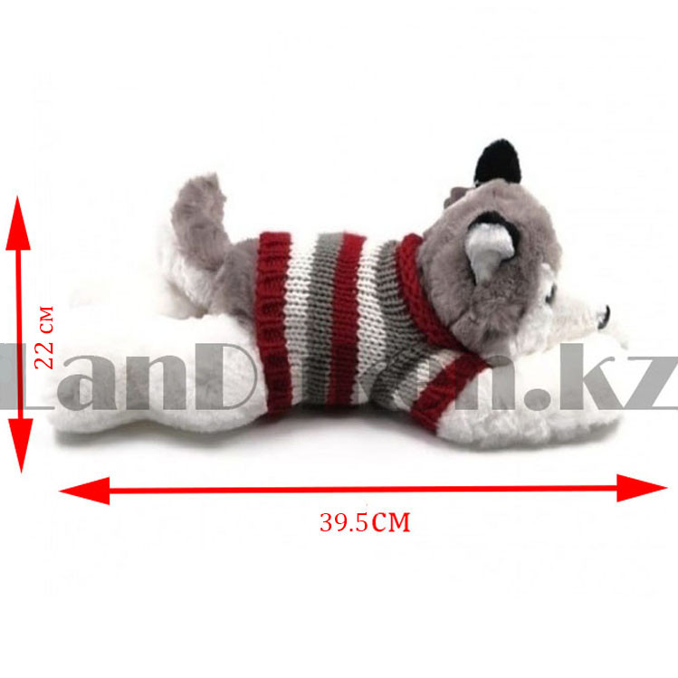 Мягкая игрушка собака Хаски большая в свитере 39.5 см серая - фото 2 - id-p87660011