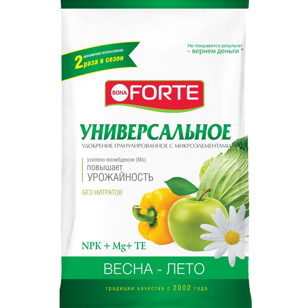 Bona Forte Удобрение комплексное гранулированное с микроэлементами Универсальное (весна), пакет 4,5 кг/ 5