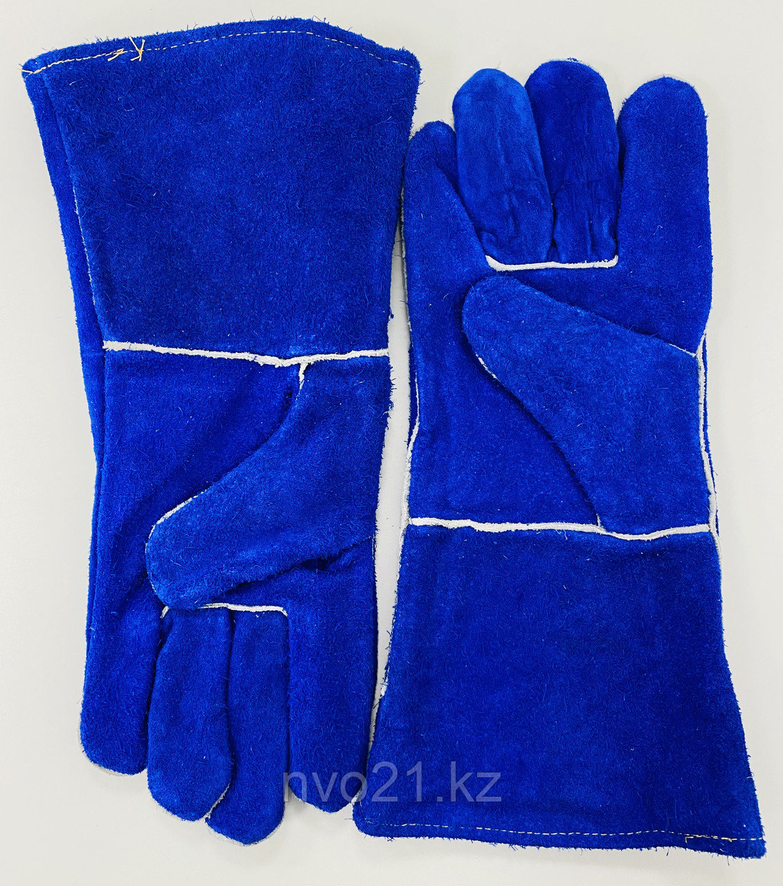 Перчатки спилковые комбинированные синие