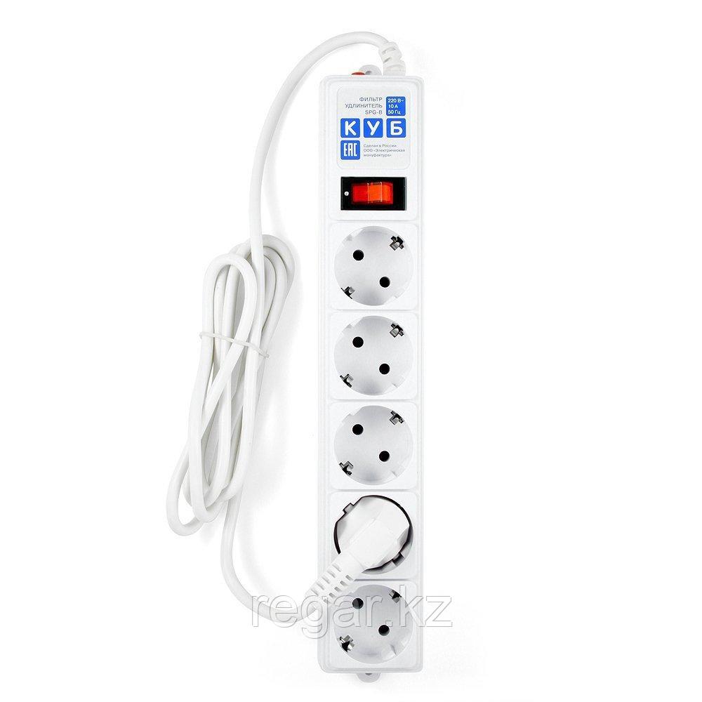 Сетевой фильтр Power Cube SPG-B-6-WHITE, 10А/2,2кВт, 1,9м, 5 розеток белый