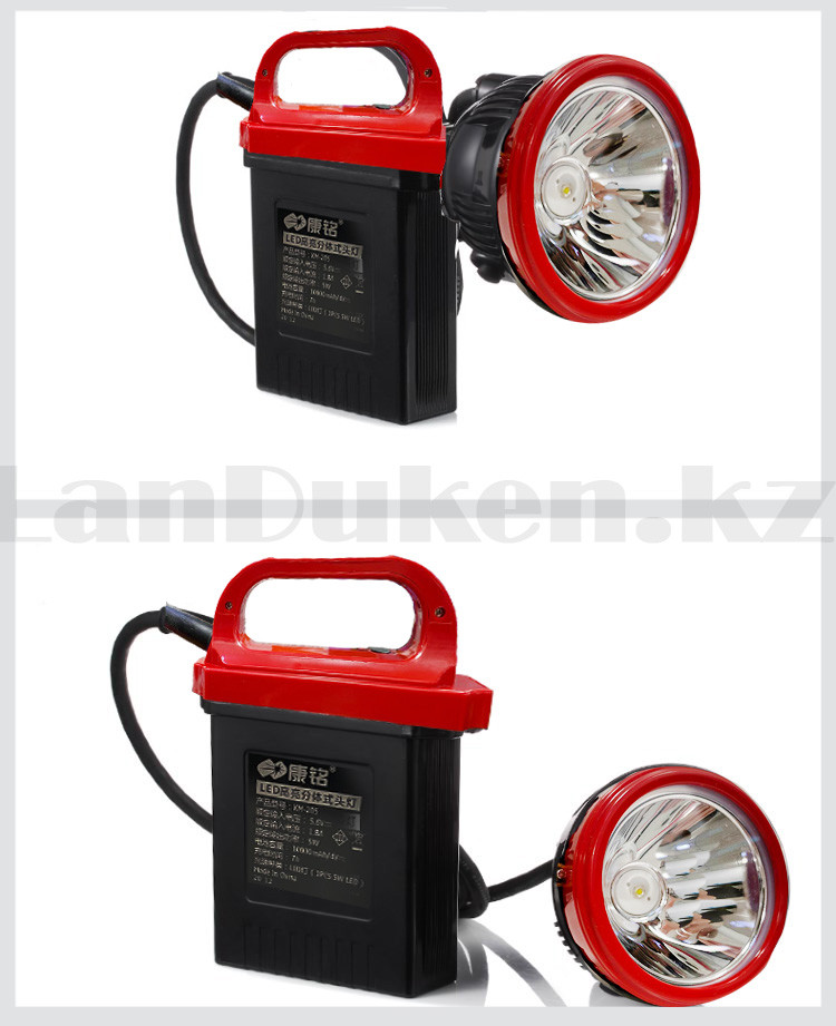 Светодиодный налобный и ручной фонарь шахтерский с большим аккумулятором KM-206 2 в 1 - фото 8 - id-p64950551