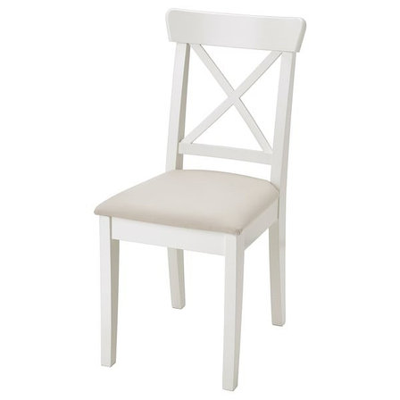 Стул ИНГОЛЬФ белый/Халларп бежевый ИКЕА, IKEA, фото 2