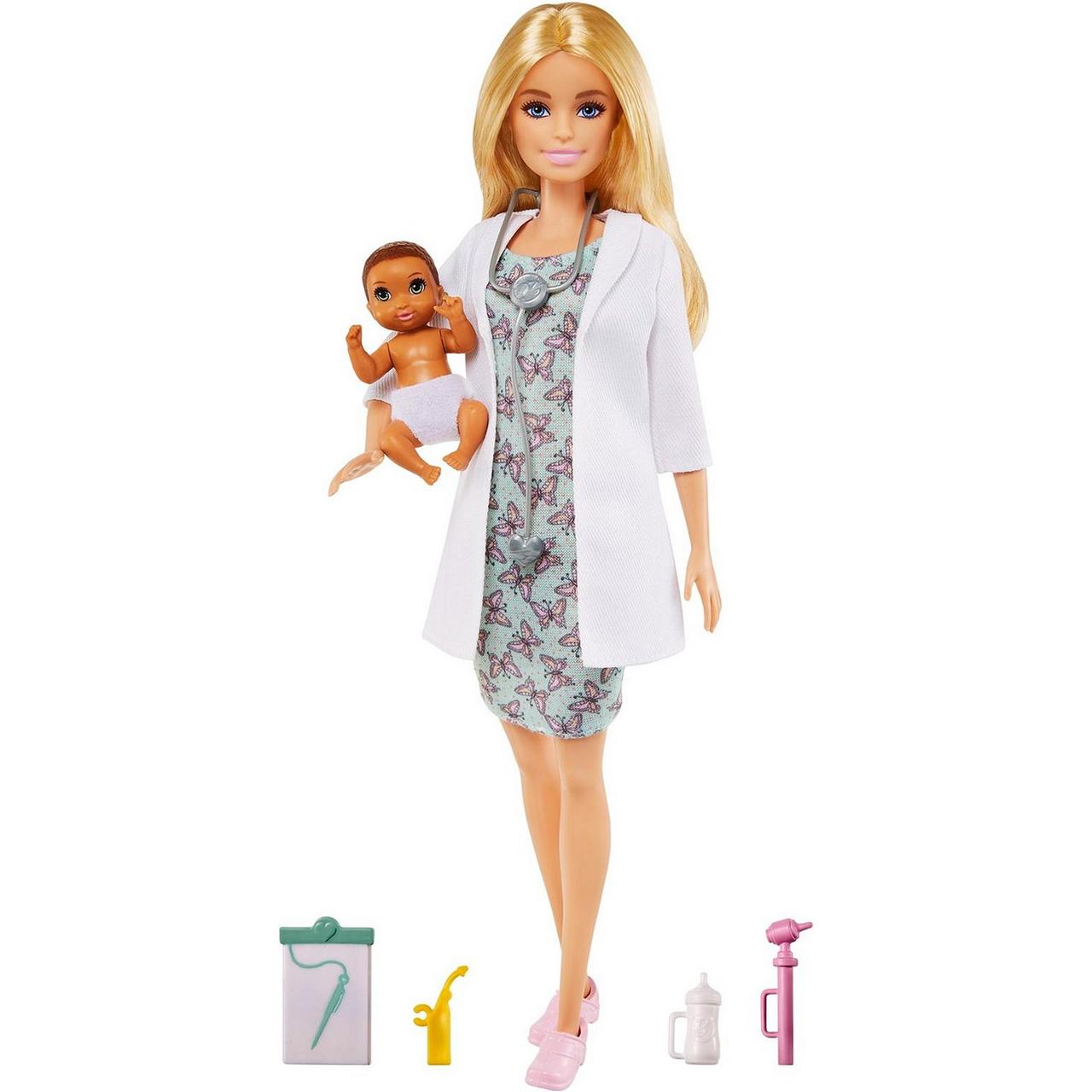 Barbie "Профессии" Кукла Барби Детский врач с малышом-пациентом, Кем быть?