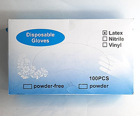 Перчатки латекс опудренные нестерильные Disposable Gloves  50 пар