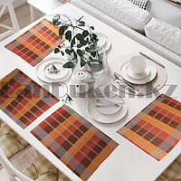 Салфетки сервировочные под тарелки набор 4 в 1 из бамбука плетеные оранжевые коралловые бордовые