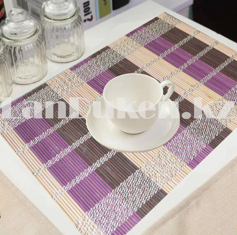 Салфетки сервировочные под тарелки набор 4 в 1 из бамбука плетеные фиолетовая коричневая бежевая - фото 4 - id-p87730184