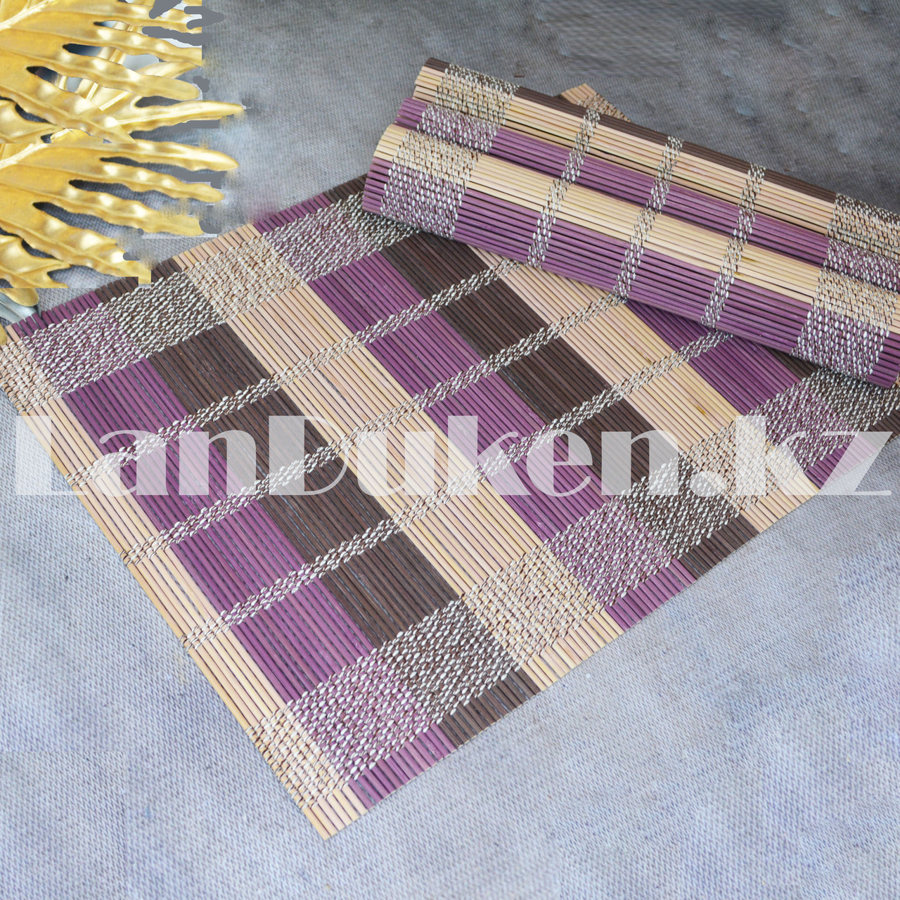 Салфетки сервировочные под тарелки набор 4 в 1 из бамбука плетеные фиолетовая коричневая бежевая - фото 5 - id-p87730184