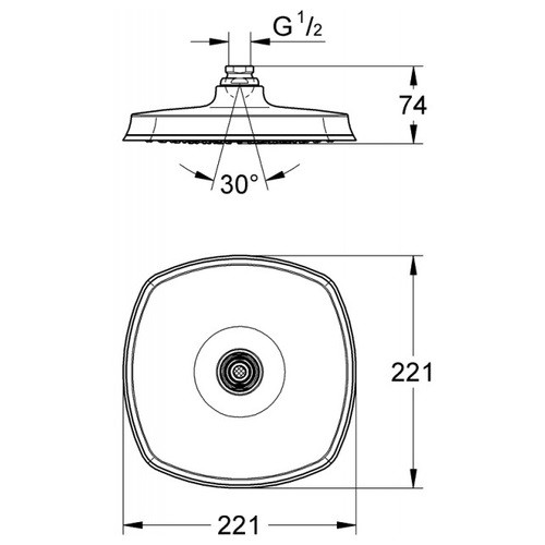 Верхний душ для душа на 1 отверстие Grohe 27974IG0 - фото 2 - id-p87732827