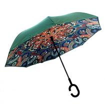Чудо-зонт перевёртыш «My Umbrella» SUNRISE (Зеленые узоры)