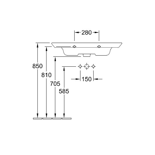 Раковина подвесная 800x500 мм Legato 4153 80 01 Villeroy&Boch - фото 3 - id-p87733317