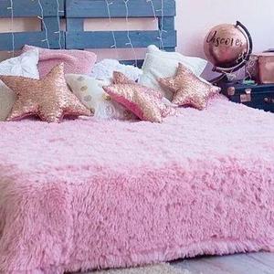 Плед-покрывало с длинным ворсом «Травка» Blumarine (Нежно-розовый)