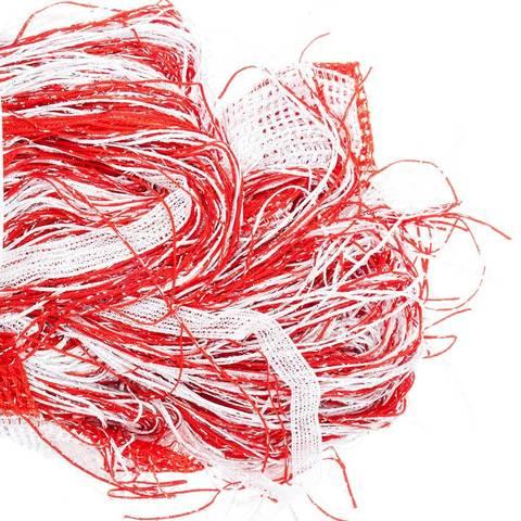 Штора-лапша веревочная «Кисея-занавес из нитей» {3 x 3 метра} (Белый с красным / без декора)