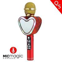 Караоке-микрофон беспроводной Micmagic Q5 с функцией записи голоса и цветомузыкой (Красный)