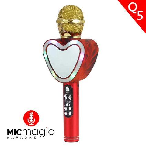 Караоке-микрофон беспроводной Micmagic Q5 с функцией записи голоса и цветомузыкой (Красный) - фото 1 - id-p83620550