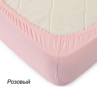 Простынь на резинке из трикотажной ткани от Текс-Дизайн (200х200 см / Розовый)