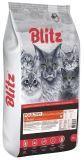 BLITZ Курица и Индейка, 10кг сухой корм для взрослых кошек ADULT POULTRY