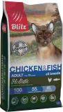 BLITZ Holistic КУРИЦА и РЫБА 400г низкозерновой сухой корм для взрослых кошек ADULT CAT CHICKEN & FISH