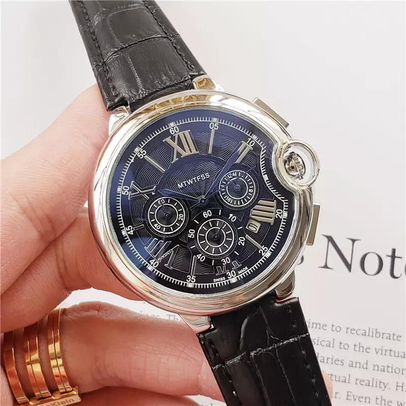 Часы наручные мужские кварцевые CARTIER MTWTFSS, Хронограф рабочий.