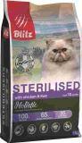 BLITZ Holistic STERILISED КУРИЦА /ПЕЧЕНЬ 1,5кг низкозерновой сухой корм для стерилизованных кошек