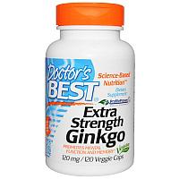 Гинкго Билоба, с повышенной силой, 120 мг, 120 капсул, Doctor’s best extra strength Ginkgo