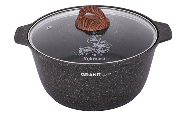 Кастрюля-жаровня 5 литров со стеклянной крышкой, "Granit ultra", фото 1