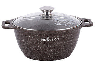 Кастрюля 4 литра "Marble Induction" со стекл. крышкой (кофейный мрамор)