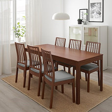 Стол раздвижной ЭКЕДАЛЕН коричневый 120/180x80 см ИКЕА IKEA, фото 3