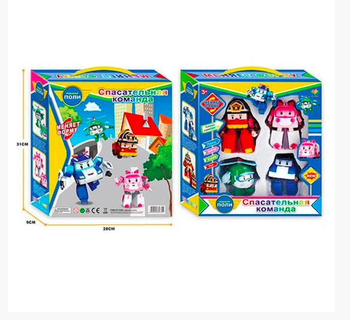 Игровой набор Спасательная команда "Робокар Поли", "Robocar POLI", 4 в 1, роботы-трансформеры.