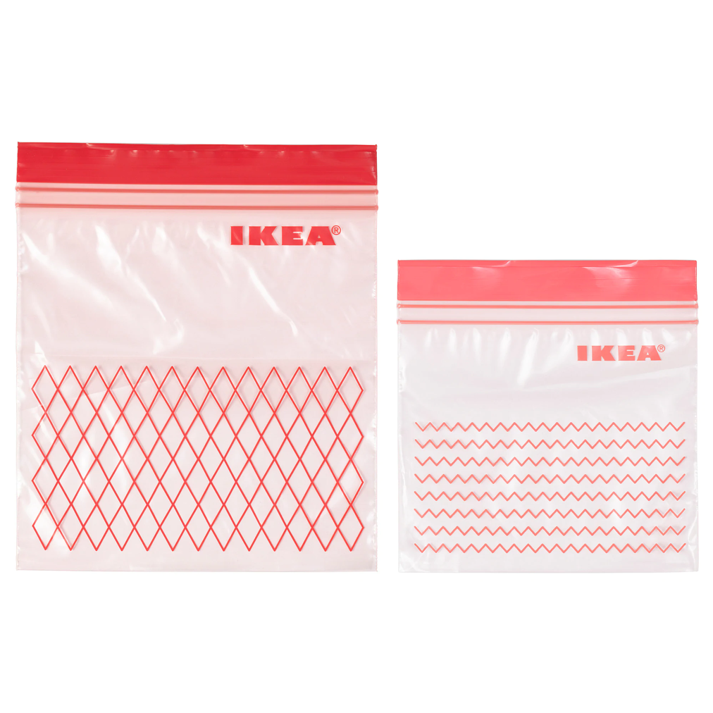 Пакеты для хранения продуктов с застежкой zip-lock IKEA ИСТАД красный, 60шт