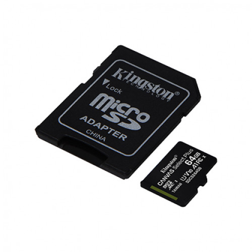 Карта памяти Kingston 64GB micro SDHC Canvas Select Plus 100R A1 C10 Two Pack + Single ADP - фото 2 - id-p87673416
