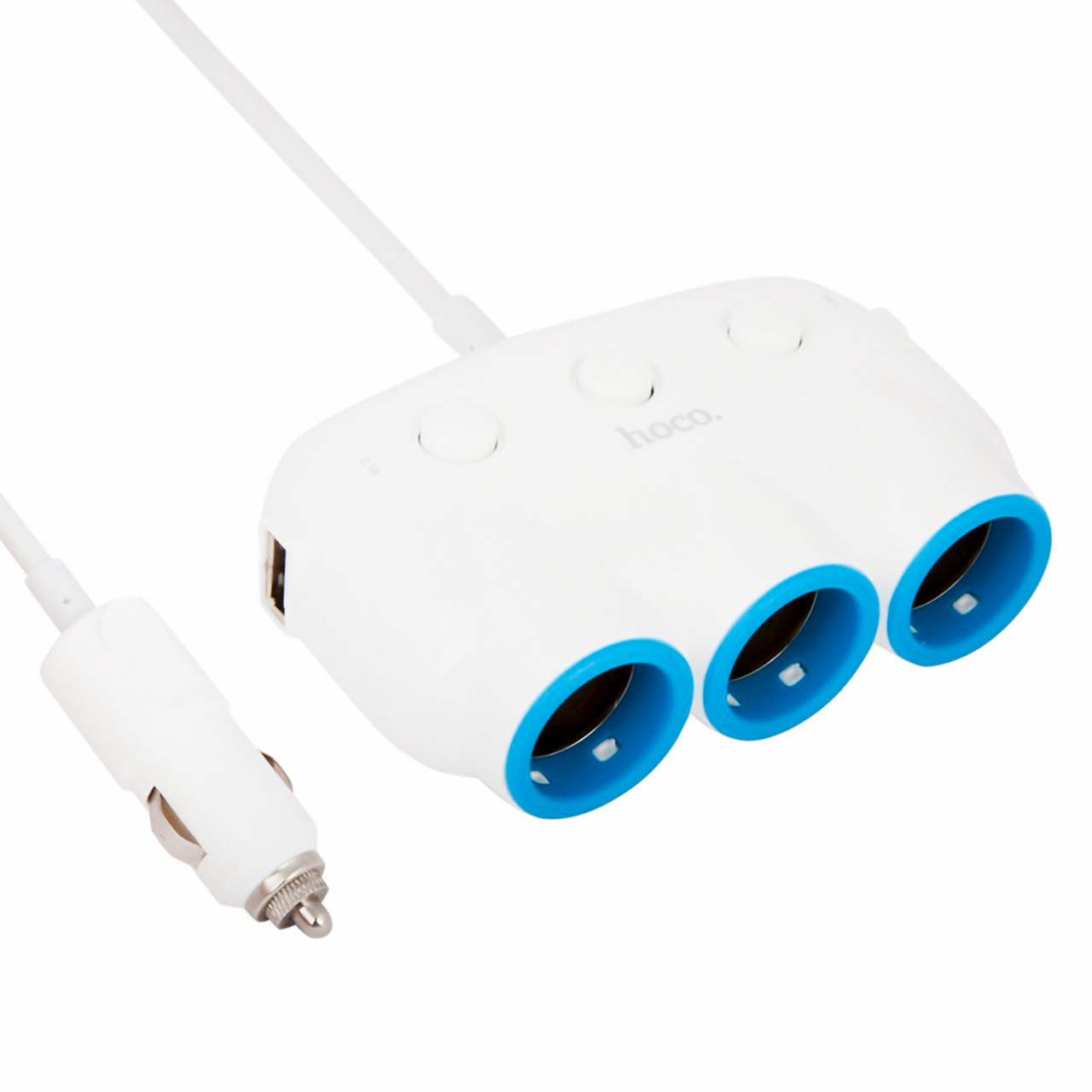 Автотройник Hoco С1 2XUSB 3.1A 3XSocket adapter 12V/24V/12A 150W White