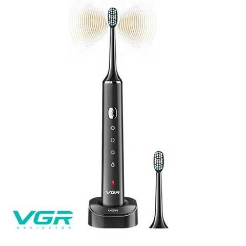 Зубная щётка ультразвуковая с беспроводной USB-зарядкой VGR Navigator + 2 сменные насадки (Черный)