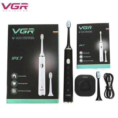 Зубная щётка ультразвуковая с беспроводной USB-зарядкой VGR Navigator + 2 сменные насадки (Черный) - фото 7 - id-p87783204