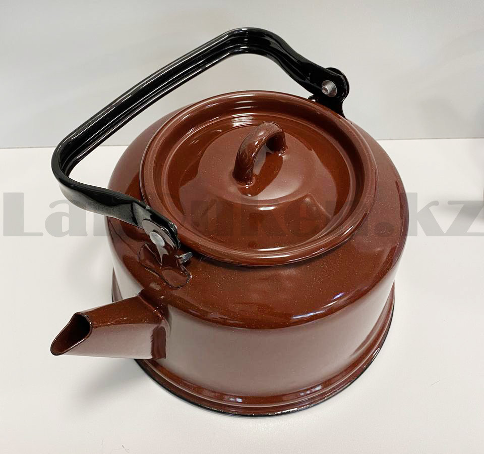 Чайник для кипячения воды эмалированный 3,5 литра коричневый - фото 4 - id-p87783119