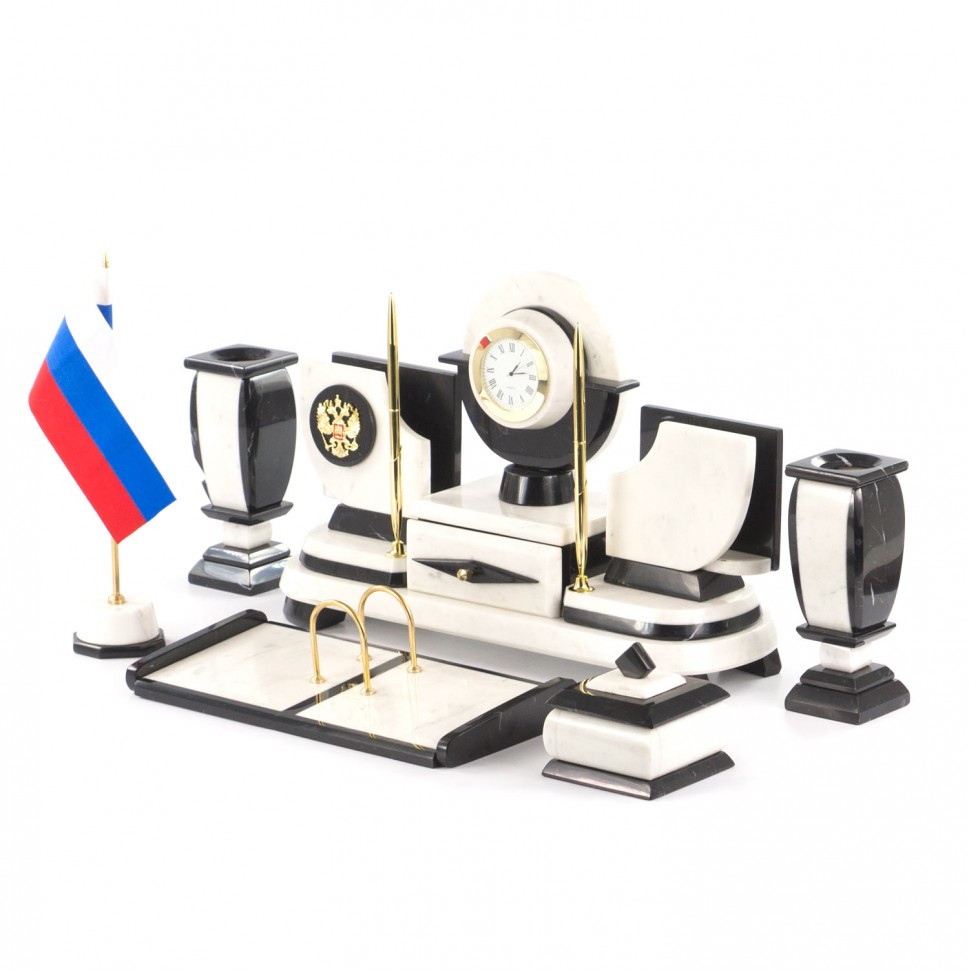 Настольный набор из мрамора Престиж, с символикой России - фото 2 - id-p87892717