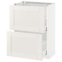 METOD МЕТОД / MAXIMERA МАКСИМЕРА Напольный шкаф с 2 ящиками, белый/Сэведаль белый, 60x37 см