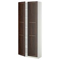 METOD МЕТОД Высок шкаф с полками, белый/Эдсерум коричневый, 80x37x200 см