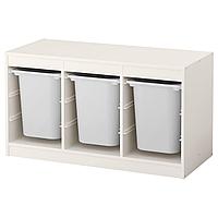TROFAST ТРУФАСТ Комбинация д/хранения+контейнеры, белый/белый, 99x44x56 см
