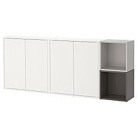 EKET ЭКЕТ Комбинация настенных шкафов, белый/темно-серый/светло-серый, 175x25x70 см