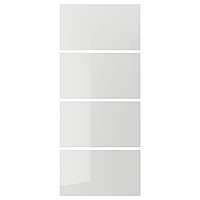 HOKKSUND ХОККСУНД 4 панели д/рамы раздвижной дверцы, глянцевый светло-серый, 100x236 см