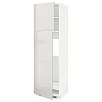 METOD МЕТОД Высокий шкаф д/холодильника/2дверцы, белый/Рингульт светло-серый, 60x60x200 см