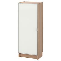 BILLY БИЛЛИ / MORLIDEN МОРЛИДЕН Шкаф книжный со стеклянной дверью, дубовый шпон, беленый/стекло, 40x30x106 см