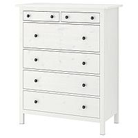 HEMNES ХЕМНЭС Комод с 6 ящиками, белая морилка, 108x131 см