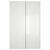 None Пара раздвижных дверей, белое стекло, 150x236 см