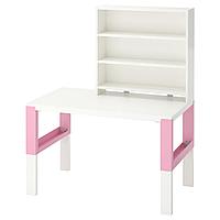 PÅHL ПОЛЬ Письменн стол с полками, белый/розовый, 96x58 см