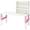 PÅHL ПОЛЬ Письменн стол с полками, белый/розовый, 128x58 см