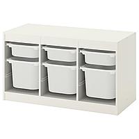 TROFAST ТРУФАСТ Комбинация д/хранения+контейнеры, белый/белый, 99x44x56 см