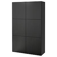 BESTÅ БЕСТО Комбинация для хранения с дверцами, Лаппвикен черно-коричневый, 120x40x192 см