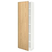 METOD МЕТОД Высок шкаф с полками, белый/Экестад дуб, 60x37x200 см