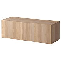 None Стеллаж с дверьми, под беленый дуб/Лаппвикен под беленый дуб, 120x42x38 см